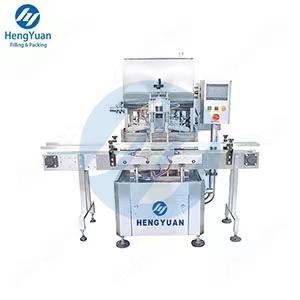 HYAP2-10TMHS Automatic Pneumatic Piston Two Head Sauce Filling Machine With Heating Stirring Material Hopper