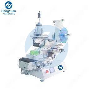 Semi-automatic Flat Bottle Top Side Labeling Machine
